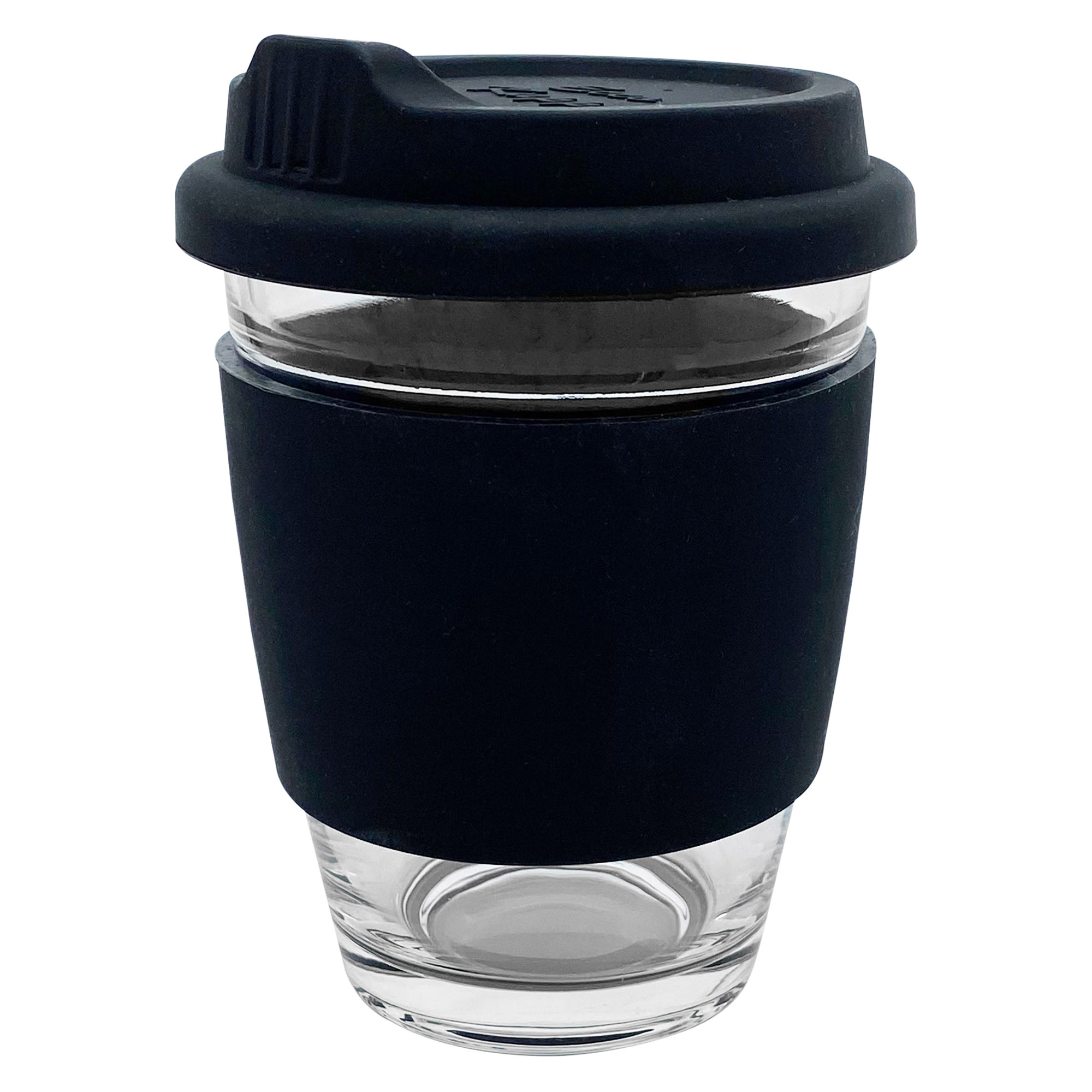 Bulk Promotional Black Carlo Glass Coffee Cup Silicone Band Online In Perth Australia