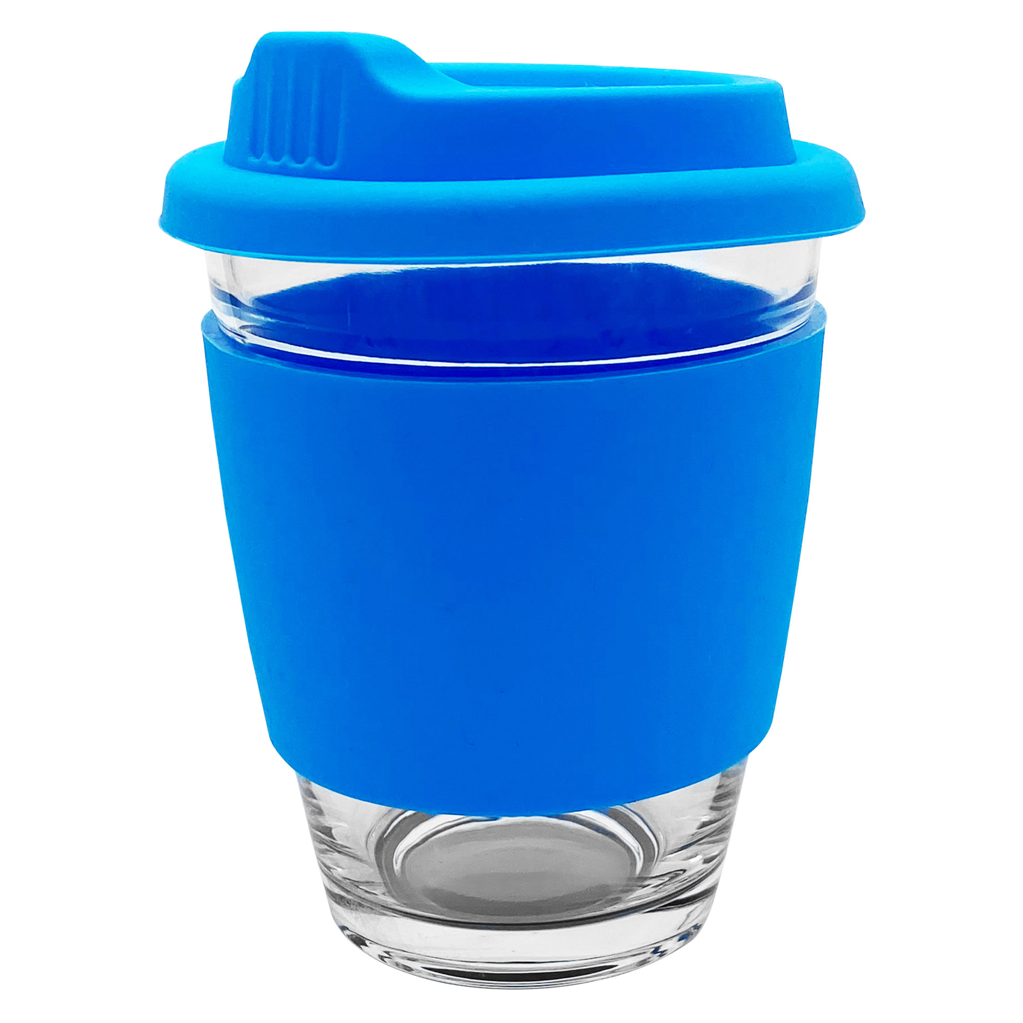 Bulk Promotional Light Blue Carlo Glass Coffee Cup Silicone Band Online In Perth Australia