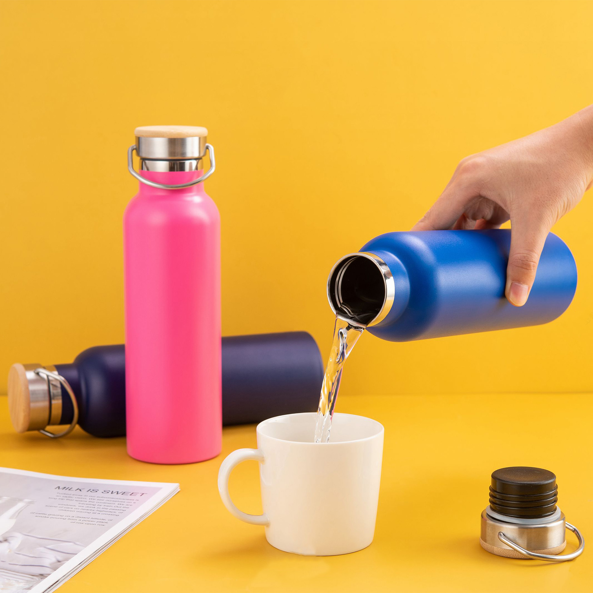 Bulk Promotional Pink RoyalBlue NavyBlue BottleCap Miami Drink Bottle Online in Perth Australia