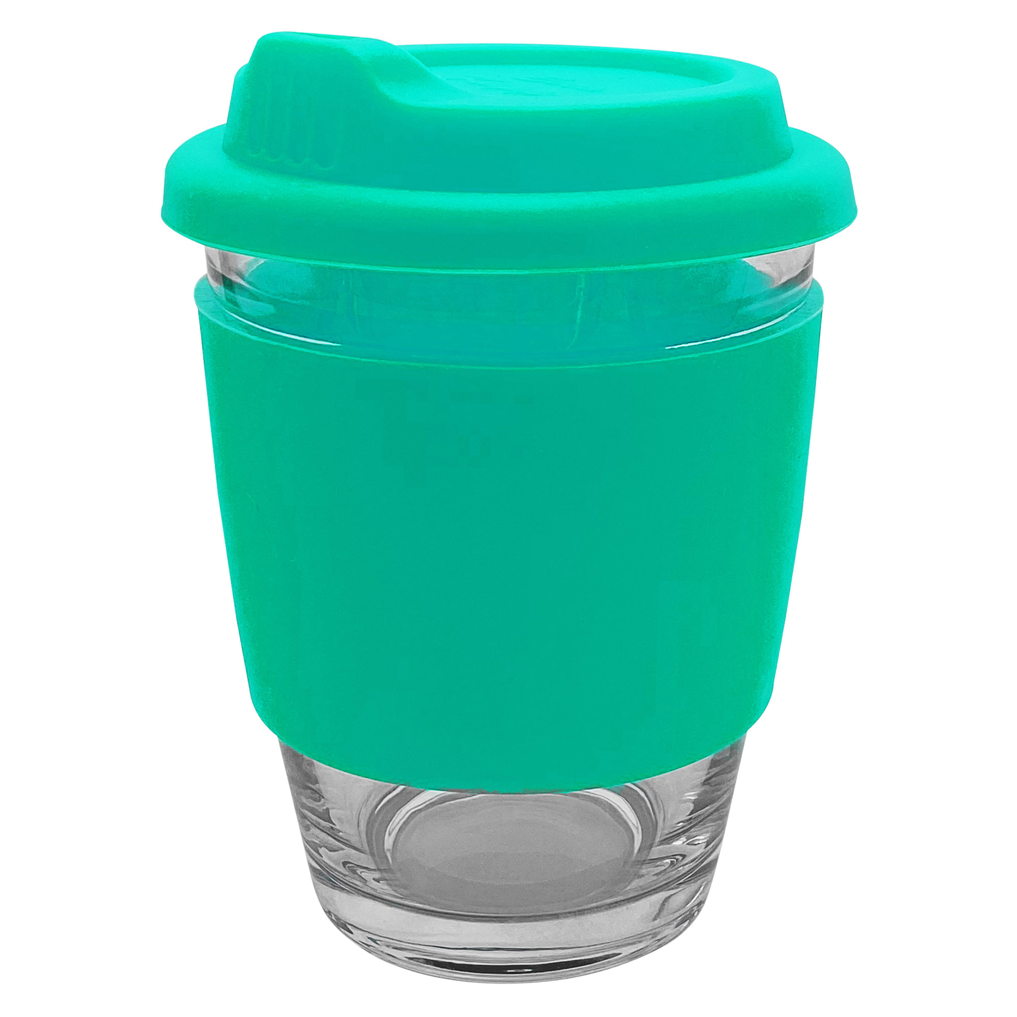 Bulk Promotional Teal Carlo Glass Coffee Cup Silicone Band Online In Perth Australia