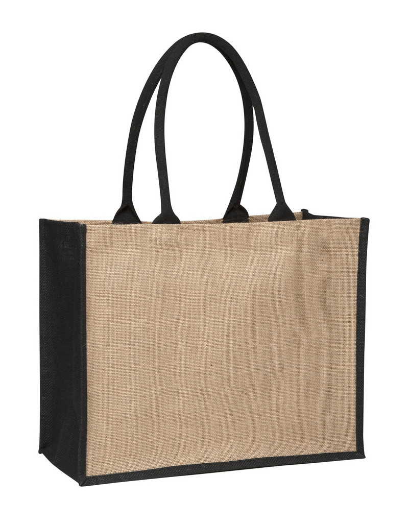 Promotional | Custom Printed Laminated Jute Supermarket Bag with Black ...