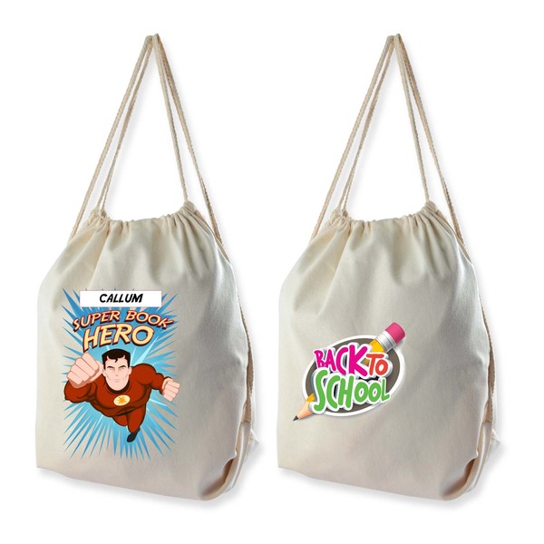 Custom Design Drawstring Library Backpack Cotton Calico Bags Online In Perth Australia 