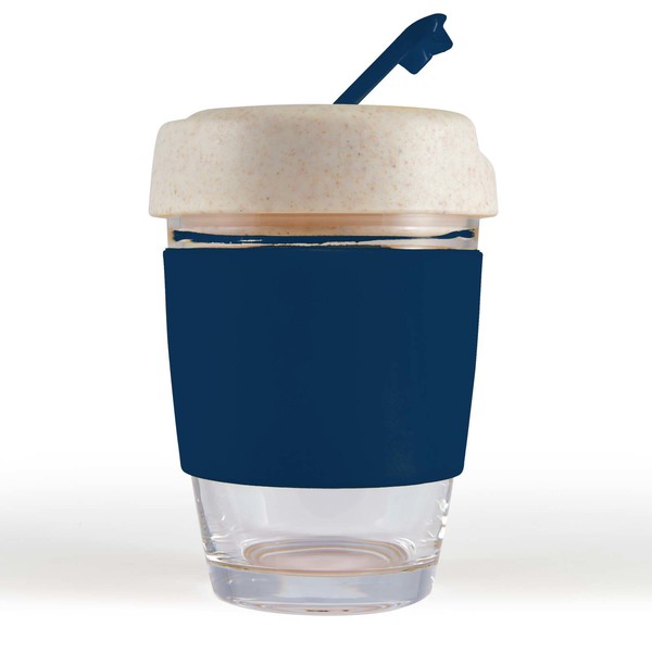  Custom Design Vienna Eco Coffee Cup Silicone Band Navy Blue Glass Mugs Online In Perth Australia 