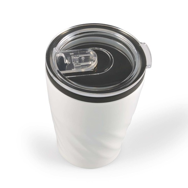 Custom Printed Aztec Coffee Cup White Angle Lid On Stainless Mugs Online In Perth Australia