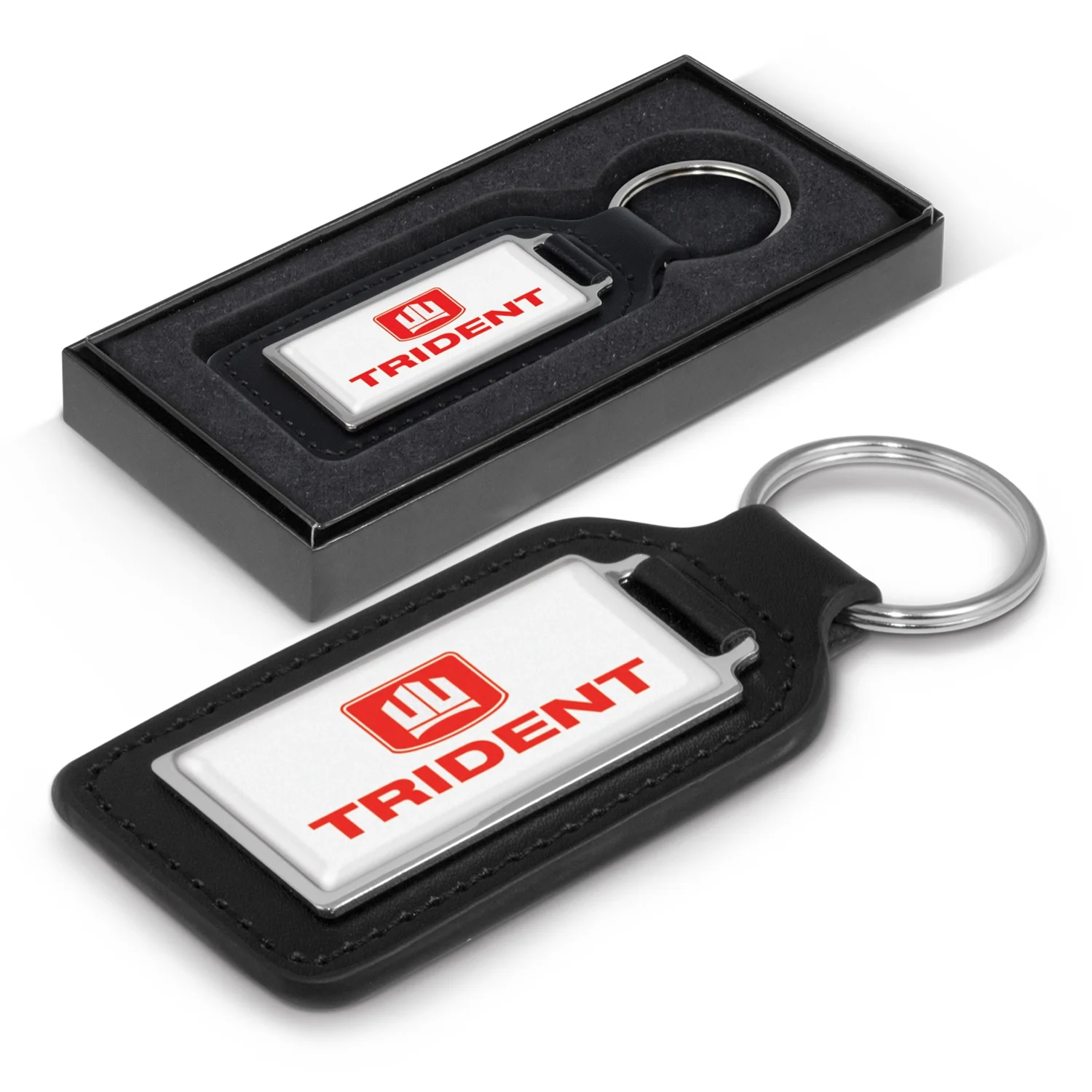 Custom Printed Baron Leather Key Ring Rectangle Main Online In Perth Australia