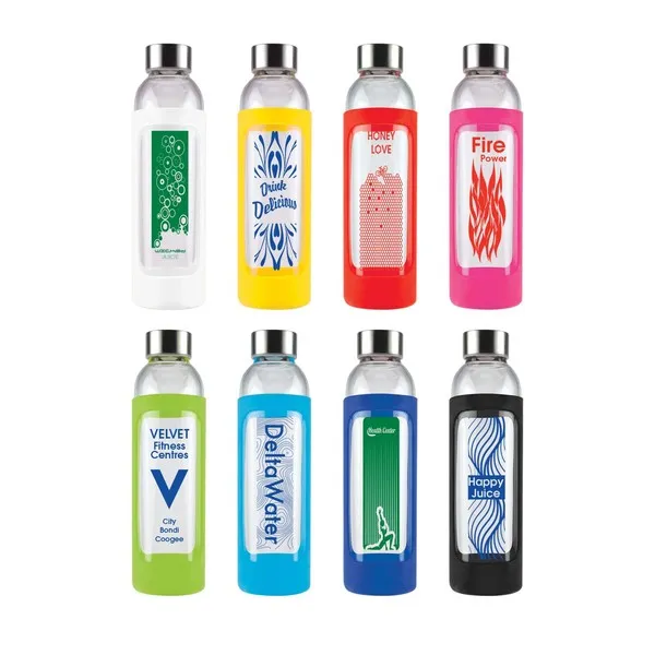 Custom Printed Capri Glass Silicone Sleeve Main Drink Bottle Online In Perth Australia