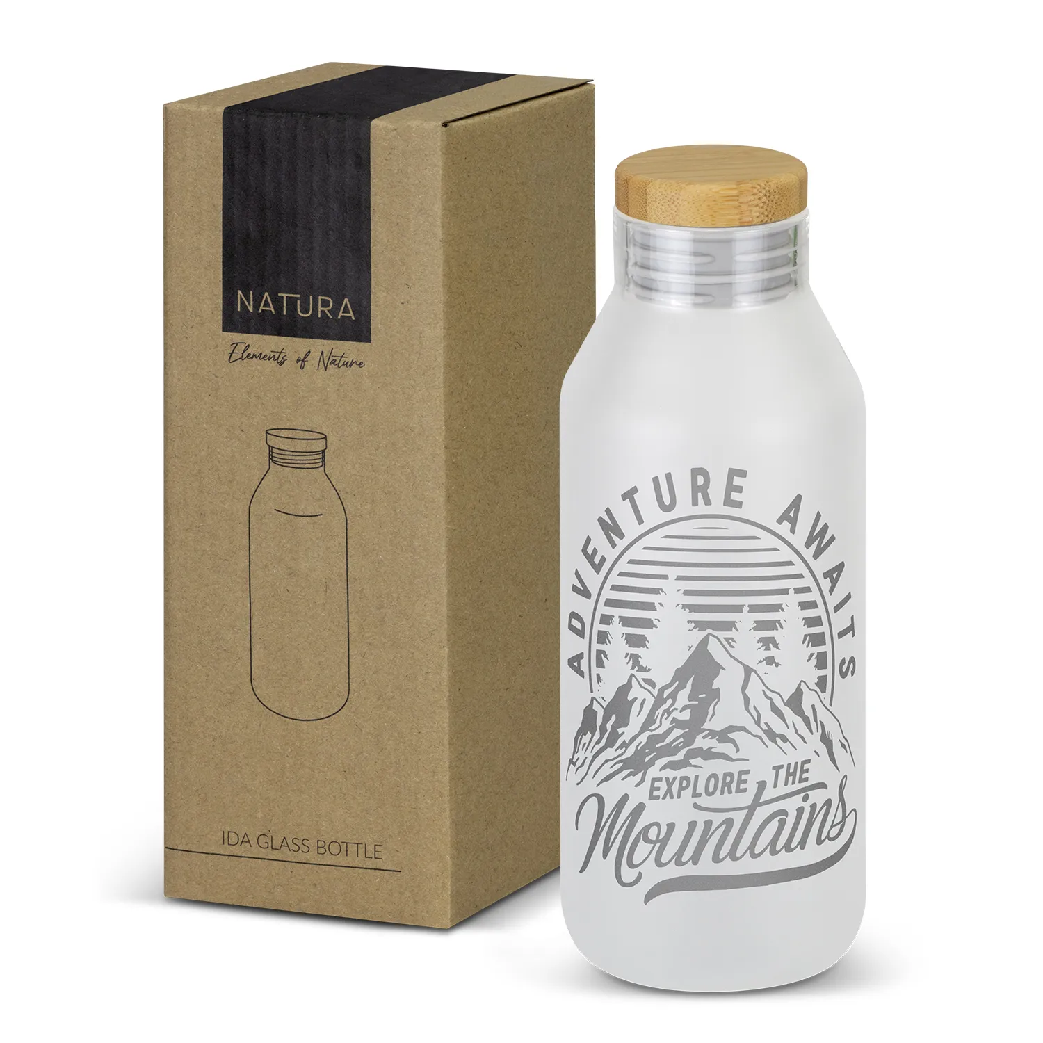 Custom Printed Natura Ida Glass Main Drink Bottle Online In Perth Australia