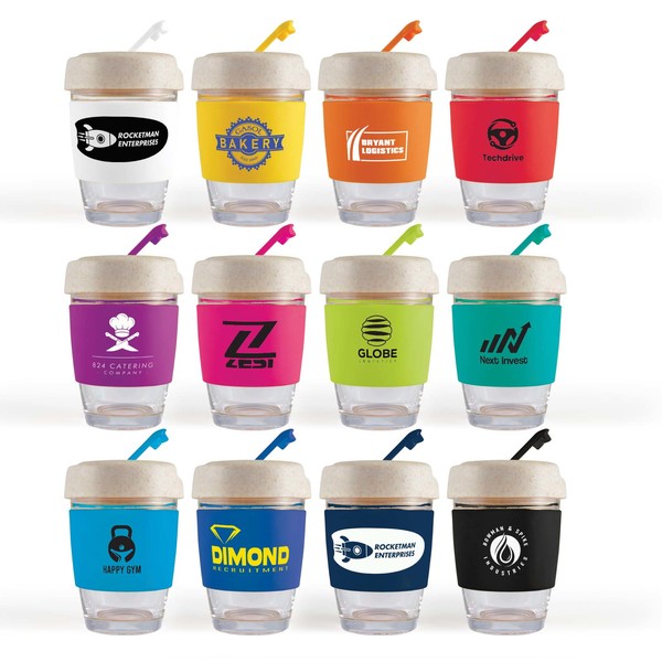 Custom Printed Vienna Eco Coffee Cup Silicone Band Printed Glass Mugs Online In Perth Australia 