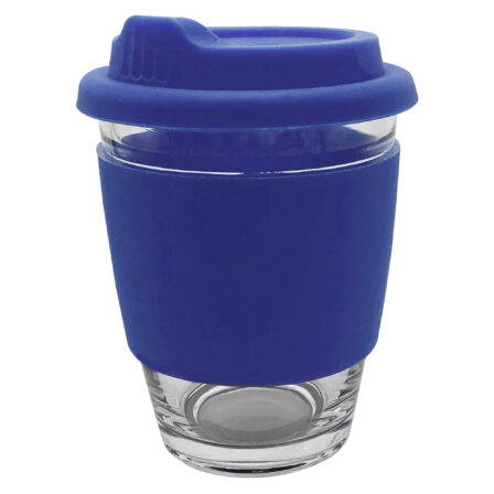  Personalised Bulk Carlo Glass Coffee Cup Silicone dark blue  glass mugs online in Perth Australia 