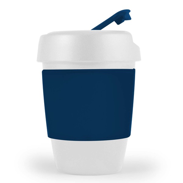  Personalised Bulk Kick Coffee Cup Silicone Band Navy Blue Plastic Mugs Online In Perth Australia 