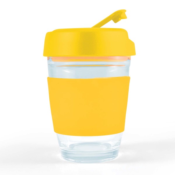  Personalised Bulk Vienna Coffee Cup Flip Lid Yellow Glass Mugs Online In Perth Australia 