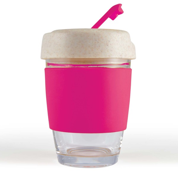  Personalised Bulk Vienna Eco Coffee Cup Silicone Band Pink Glass Mugs Online In Perth Australia 