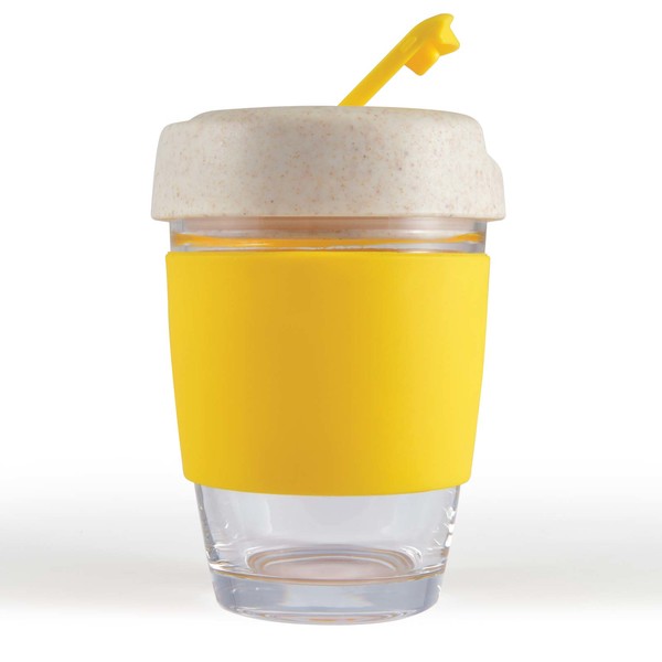  Personalised Bulk Vienna Eco Coffee Cup Silicone Band Yellow Glass Mugs Online In Perth Australia 