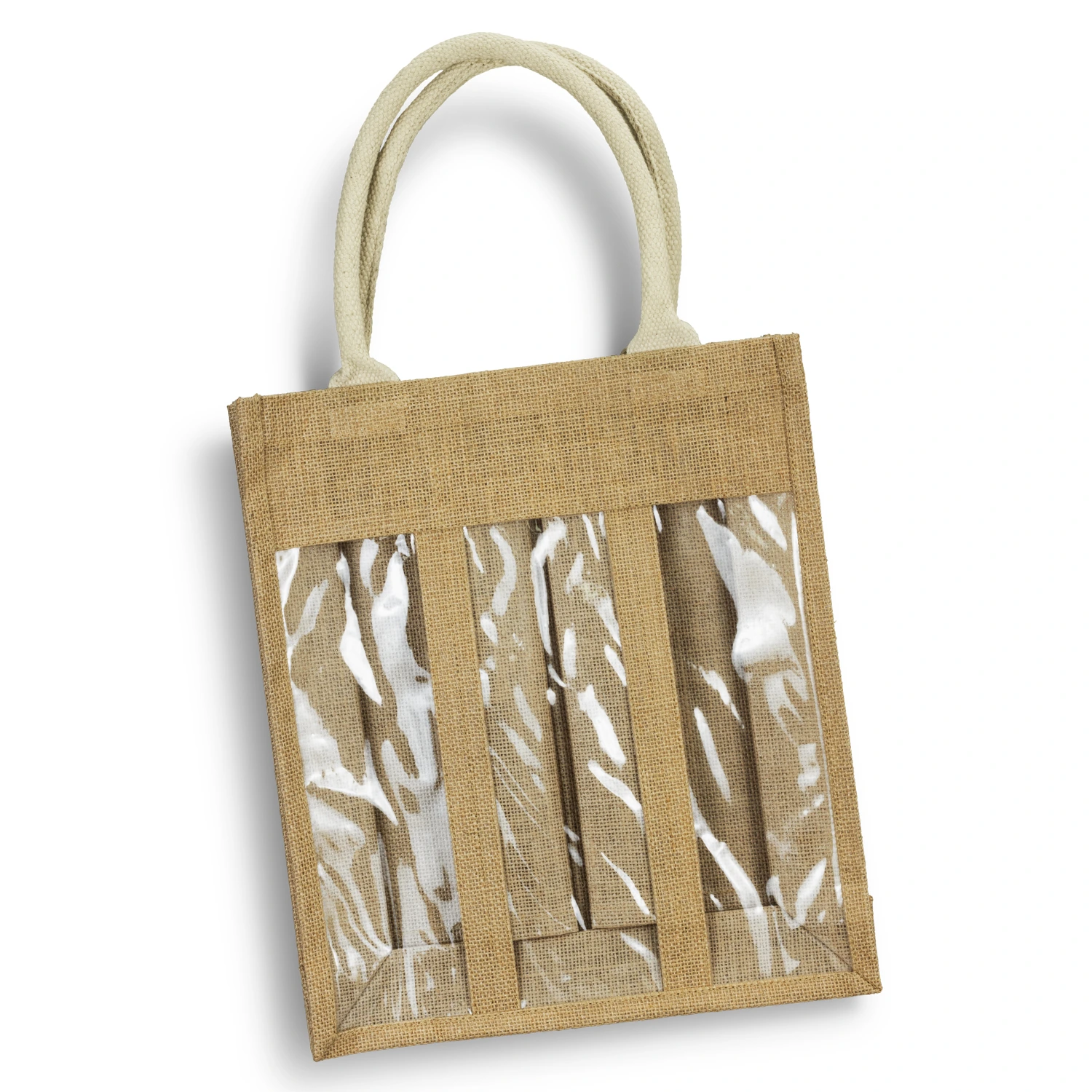 Promotional Bulk Serena Jute Triple Wine Carrier Bags Natural Online in Perth Australia